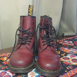 Dr. Martens 1460 Lace Up Boot In Burgundy Red